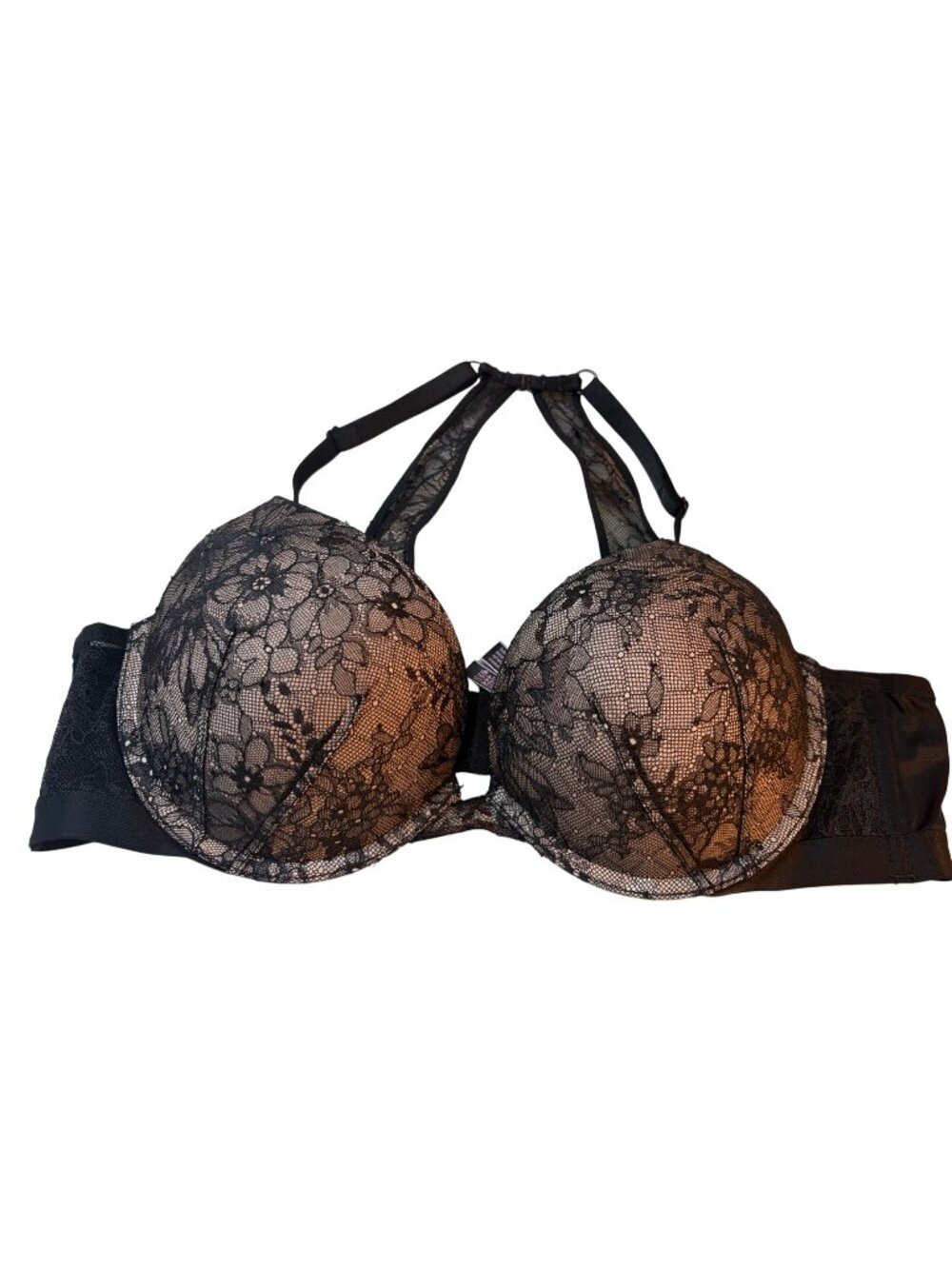 Victoria's Secret Bra Very Sexy Push Up Black Lace Racerback Underwire 38B